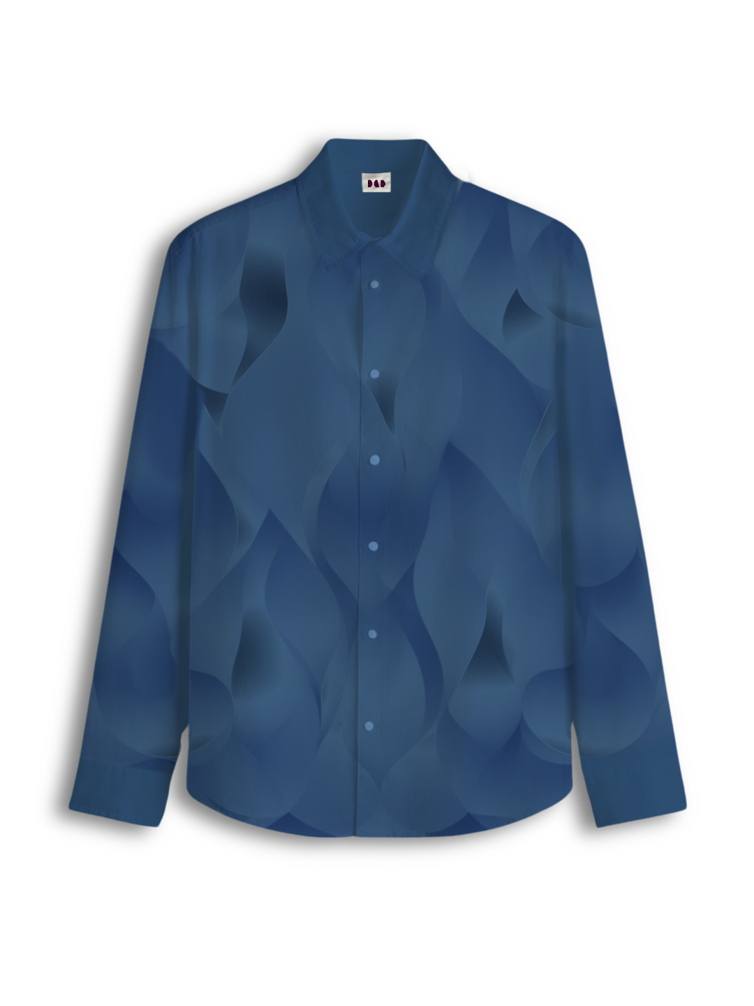 AI Imagined Blue Crystal Men's Collar Shirt